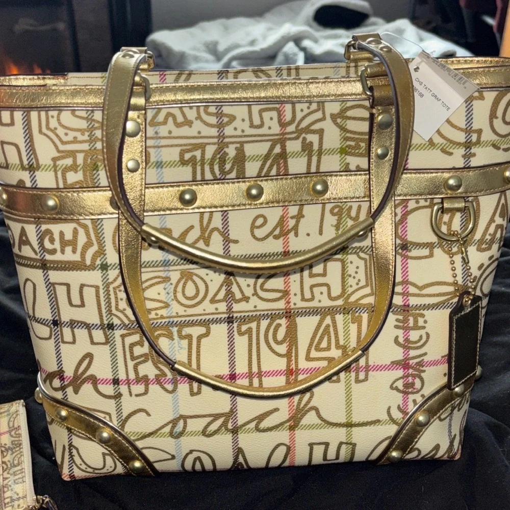 Coach 🆕 2009 Coach Heritage Tattersall Graffiti Tote  NWT Y2K limited